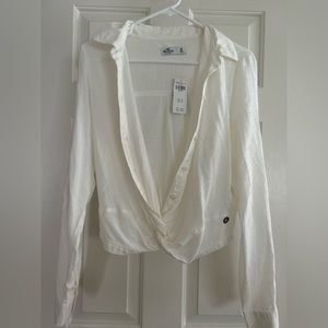 Poplin twist button up